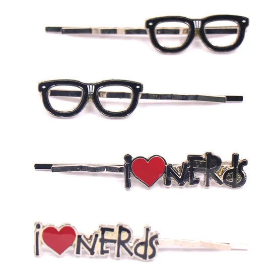 Factory Custom Made Nickel Plated Metal Alloy Hair Ornament Manufacturer Customized Soft Enamel Women Children Accessory Bespoke Wholesale Cute Iron Hairpin Set