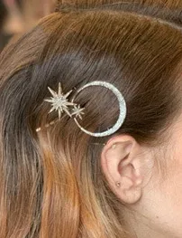 Hair Accessories Retro Geometric Diamond Set Moon Hairpin