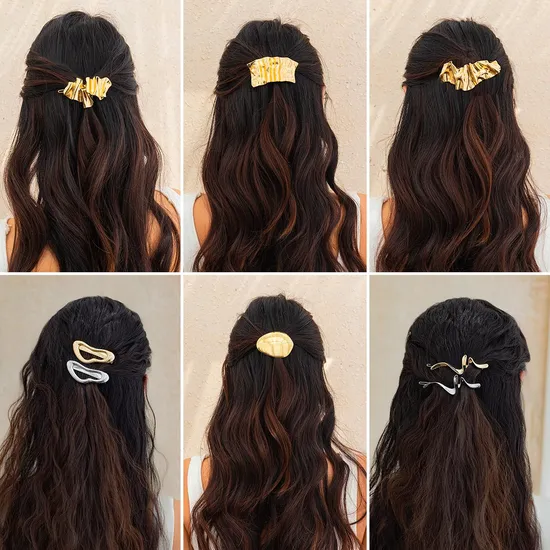 Irregular Liquid Metal Pleated Square Hairpins