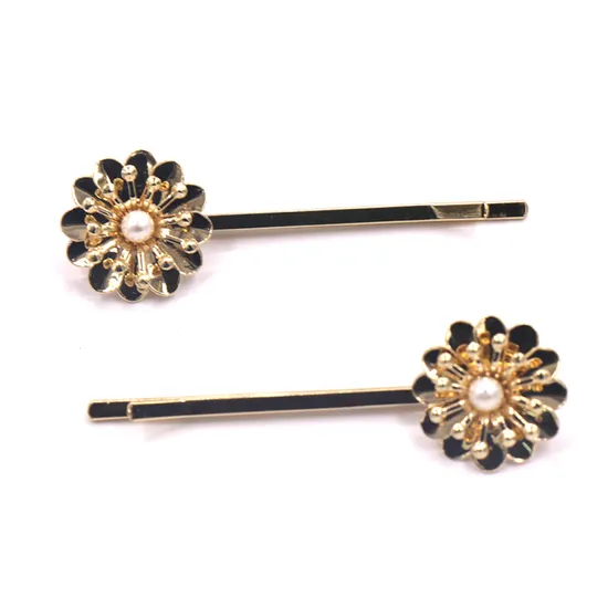 Factory Custom Made Nickel Plated Metal Alloy Hair Ornament Manufacturer Customized Soft Enamel Children Accessory Bespoke Wholesale Fashion Sunflower Hairpin