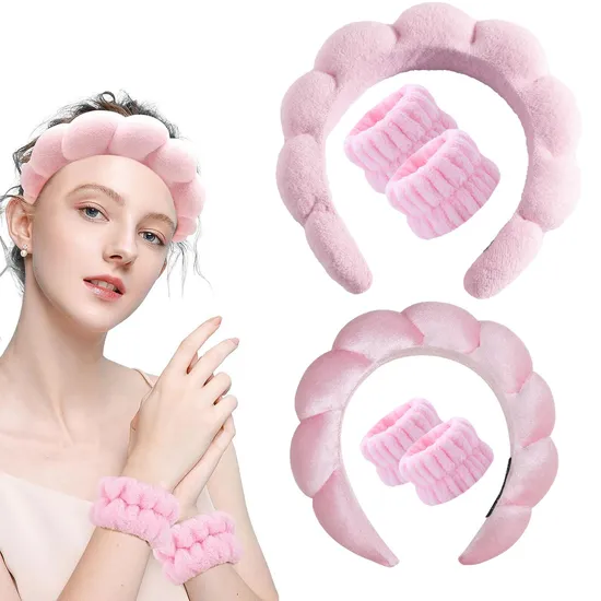 Twist Sponge Terrycloth Facial Highhead Makeup SPA Headband Set (CFHA25002)