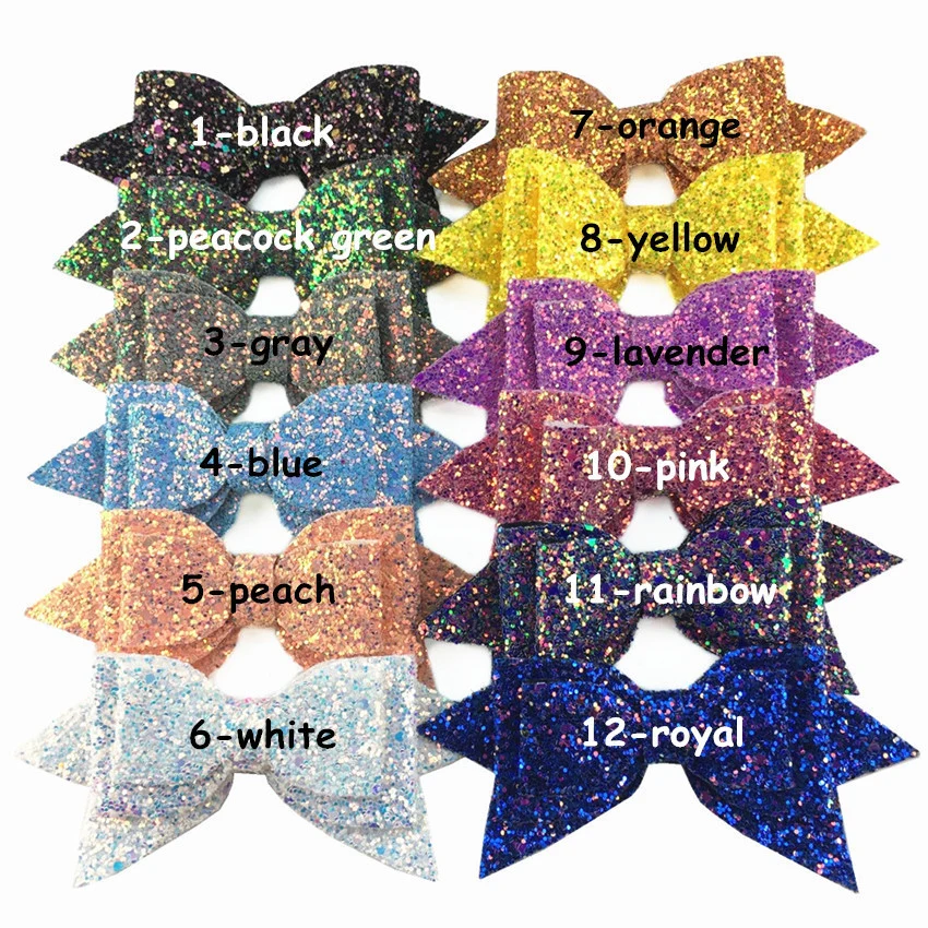 5inch Glitter Thick Piece High Grade Dovetail Bow Hairpin Accessories Sequins Hair Clip