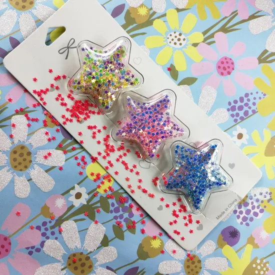 Star Decorative Cute Girl Hairpins with Glitter Piece 