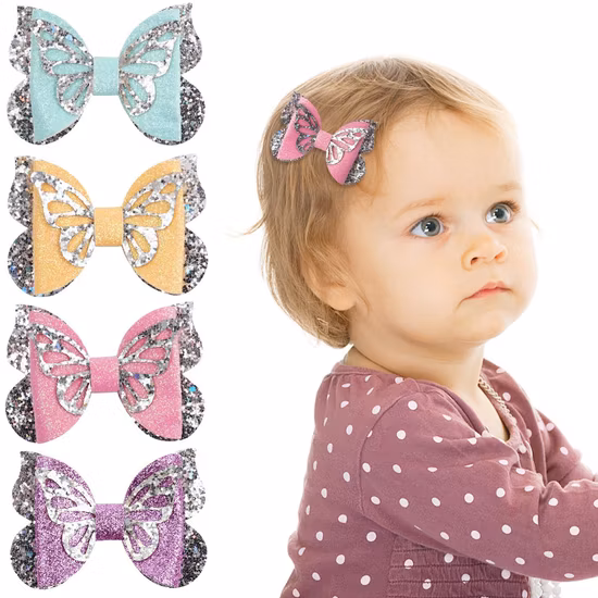 Sequin Fabric Bow Hair Clip Cute Girl Hairpin Children′s Hair Accessories