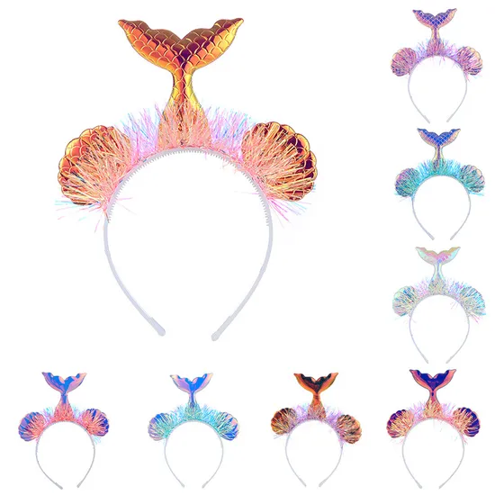 Creative Mermaid Headband with Fish Pattern Animal Hair Accessories for Holiday Party 