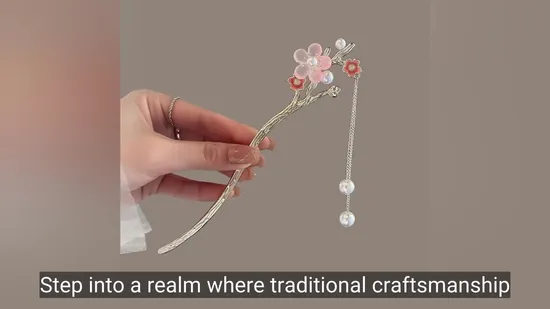 Stunning Peacock Blue Phoenix Tail Hairpin and Emerald Cloud Tassel Hairpin 