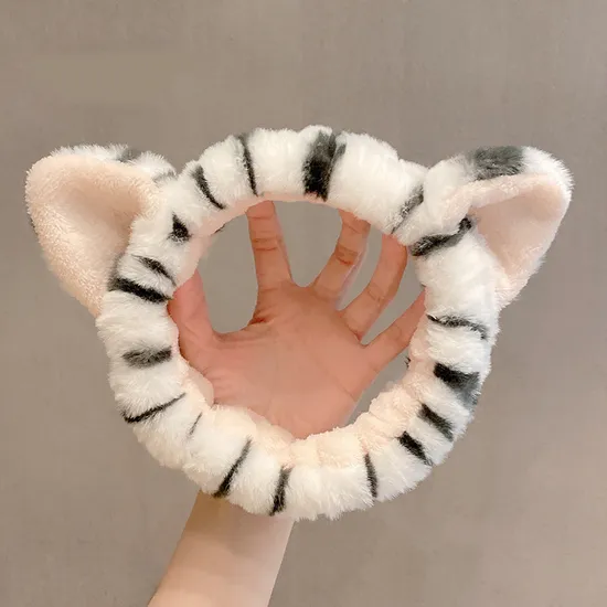 Tiger Headband Makeup Face Wash SPA Coral Fleece Headband Girls Party Hair Accessories 