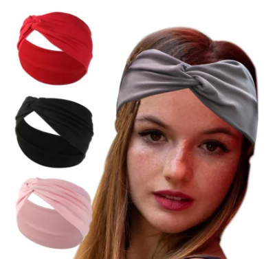 Elastic Headband Women′s Fashion Pure Color Simple Casual Hair Accessories Headdress Headband