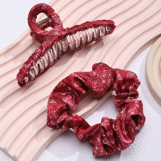 Custom Logo Retro Pattern Fabric Clasp Hairpin Set 