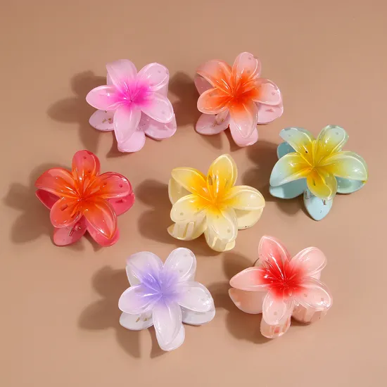 Plastic/Resin Vintage Women′s Claw Clip with Colorful Flowers 