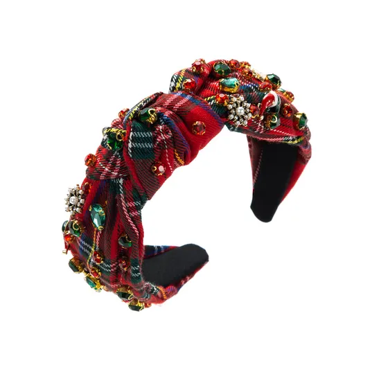 Christmas Rhinestone Knotted Headband Alloy Christmas Tree Simple Holiday Party Hair Accessories 