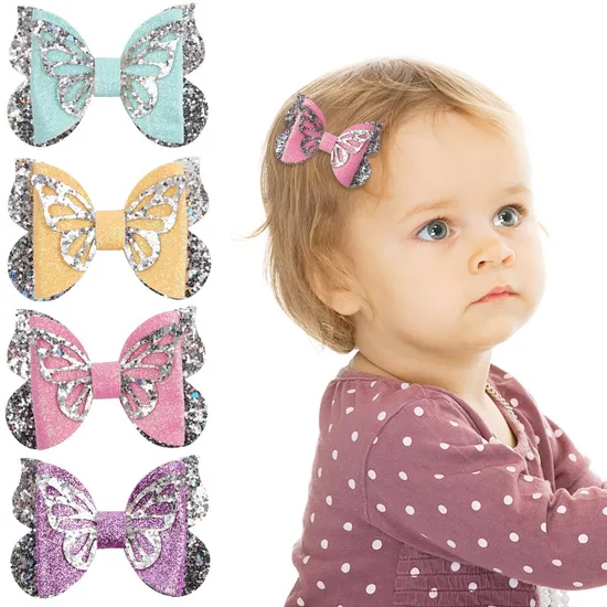Sequin Fabric Bow Hair Clip Cute Girl Hairpin Children′s Hair Accessories 