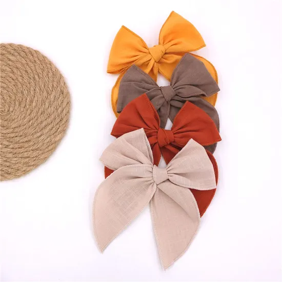 European Fashion 6 Inches Big Bows Hairpins for Baby Solid Girl Hair Clip Wholesale Fabric Pin Toddler Princess Accessories 