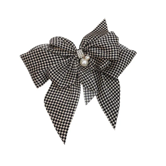 Houndstooth Fabric Chiffon Printing Streamer Antique Hairpin