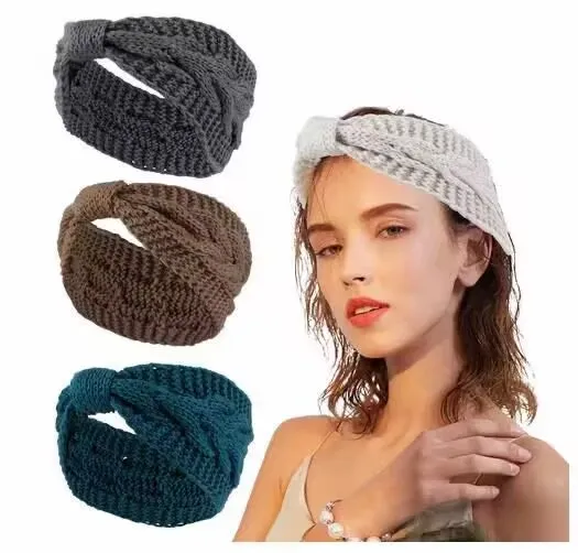 Europe and The United States Popular Cross Ladies Hair Bands Ins Wind Spot Wash Face Warm Knitted Headband 