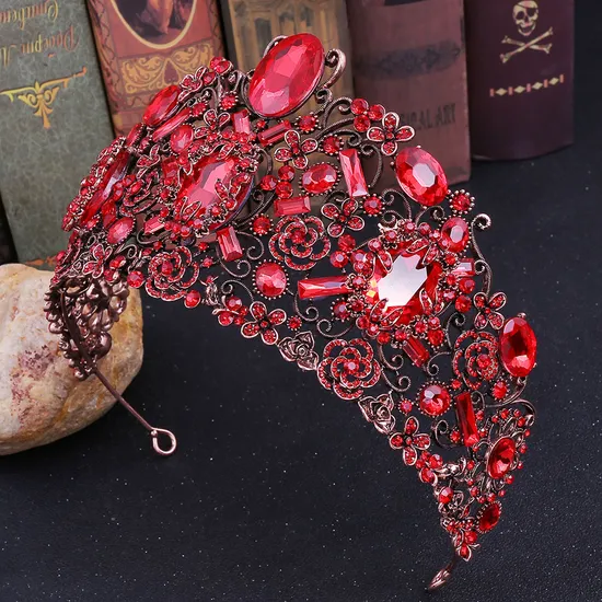 Luxury Baroque Bridal Crown Headband with Water Diamond Inlay 