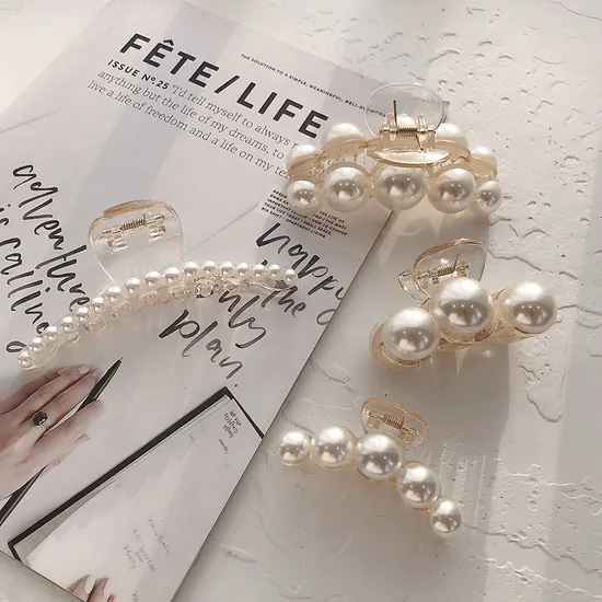 Pearl Hair Claw Clip,Hair Clips Strong Hold Hair Jaw Clips,Big Hair Clip Barrettes Nonslip Birthday Gift Hair Accessories for Mother Women Girls Daughter Girlfr 