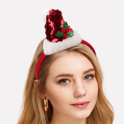 New Christmas Hairball Cute Christmas Hat Hair Accessories Hair Hoop Holiday Party Headband