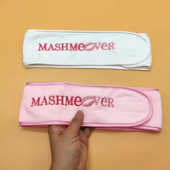 Customized Logo Barbershop Salon Face Wash Headband 100% Cotton Embroidery SPA Headband 