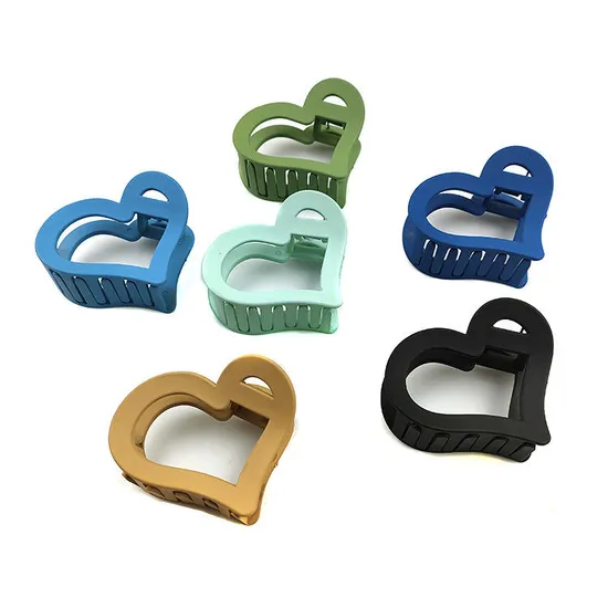 Woman Girls Heart Shape Plastic Thick Hair Claw Clips 