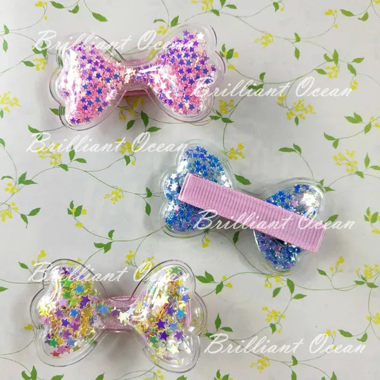 Cute Bowknot Children Hairclipper Hairpins with Glitter Piece 