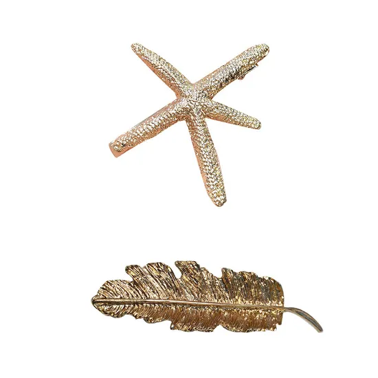 Metal Leaf Starfish Alloy Hairpin Duckbill Side Hair Ornament 