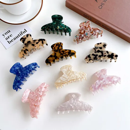 Customized Cellulose Acetate Grab Clip Ponytail Hair Accessories Acetate Hair Claw Clip 