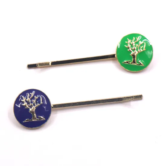Factory Custom Made Nickel Plated Metal Alloy Hair Ornament Manufacturer Customized Soft Enamel Children Accessory Bespoke Wholesale Cute Round Iron Hairpin 