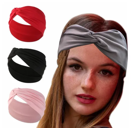 Elastic Headband Women′s Fashion Pure Color Simple Casual Hair Accessories Headdress Headband 