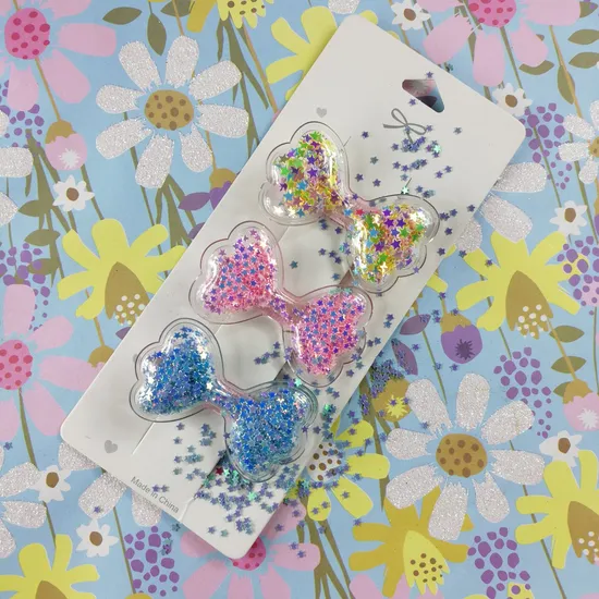 Bowknot Fashion Decorative Hairpins with Glitter Sequins for Children 