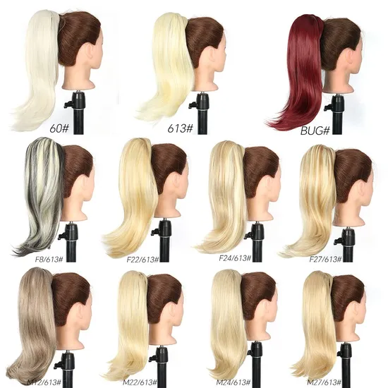 Alileader Cheap Colorful 85g Fluffy Hairpiece Long Highlight Wrap Around Clip in Hair Ponytail Extension 
