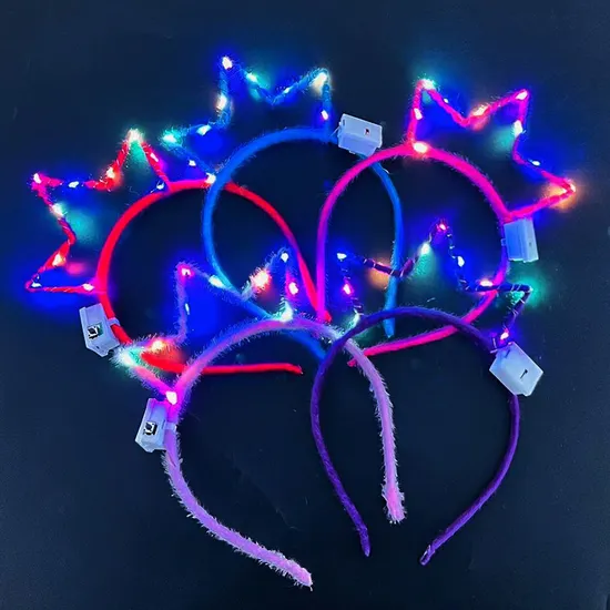Hot LED Light up Crow Headband Luminous Headband Plush Glowing Hair Band Halloween Christmas Holiday Party 