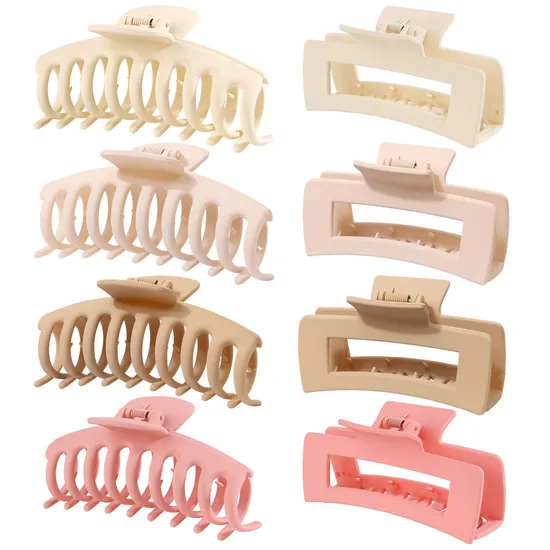 Custom Wholesale Women 8 Pack Strong Haarklammer Hold Jaw Clip 10.5cm 8.5cm Big Matte Banana Clips Large Plastic Hair Claw Clips 